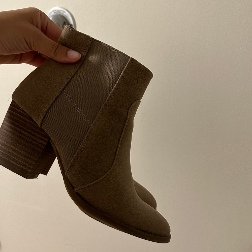 taupe suede ankle booties